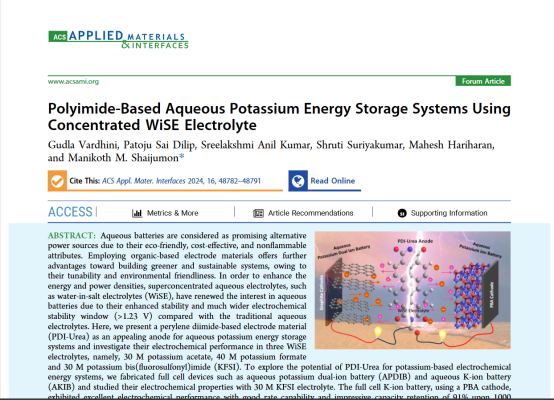 Polyimide-Based Aqueous Potassium Energy Storage Systems Using Concentrated WiSE Electrolyte