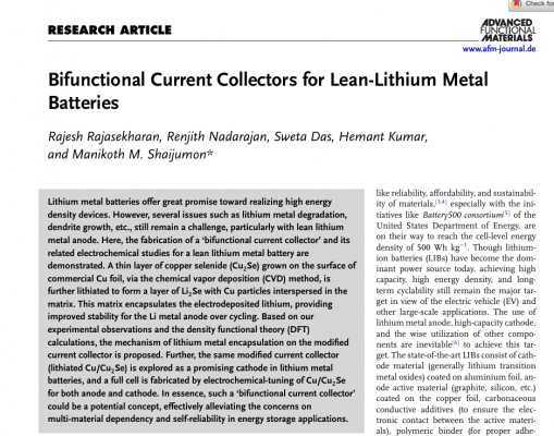 Bifunctional Current Collectors for Lean-Lithium Metal  Batteries