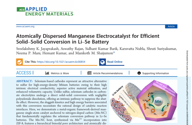 Atomically Dispersed Manganese Electrocatalyst for Efficient Solid–Solid Conversion in Li–Se Battery
